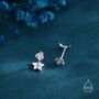 Sterling Silver Mismatched Cute Star And Moon Stud Earrings, thumbnail 3 of 12