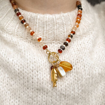 Amber Gingham Toggle Necklace, 4 of 6