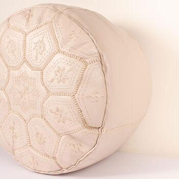 Moroccan Leather Tile Print Pouffe, 6 of 11