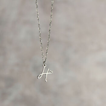 Heart Adorned Handwritten Initial Necklace, 6 of 10