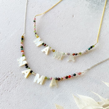Tourmaline And Mother Of Pearl Letter Necklace, 2 of 9