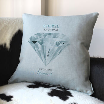 Personalised April Diamond Birthstone Cushion, 3 of 4