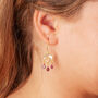 Citrine And Ruby Gold And Silver Dangly Drop Earrings, thumbnail 1 of 11