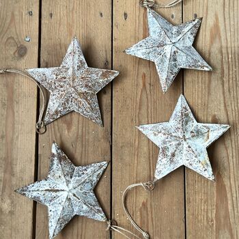 Aged Zinc Star Set Of Four, 4 of 4