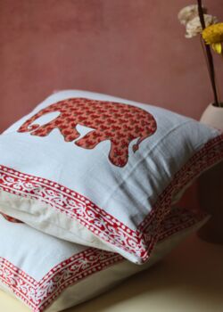 Ele Block Printed Cushion Cover Set Of Two, 2 of 3