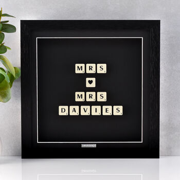 Personalised Mrs And Mrs Wedding Gift Frame With Surname, 3 of 6