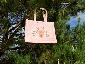 Christmas Rudolf Reindeer Jute Gift Bags, 2 of 4