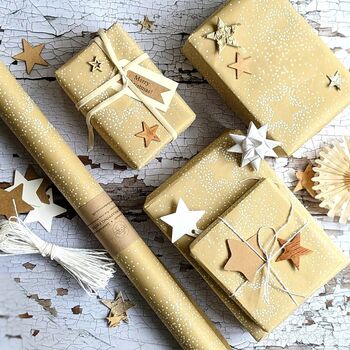 Kraft Paper White Stars Wrapping Paper 3m, Recyclable, 2 of 5