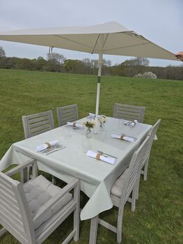 Herringbone Outdoor Garden Tablecloth With Parasol Hole, 4 of 5