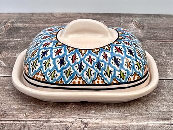 Multi Coloured Patterned Butter Dish, 2 of 4