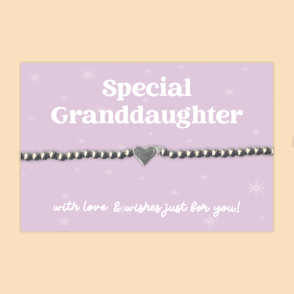 Special Granddaughter Heart Charm Stretch Bracelet, Stainless Steel, 1 of 4