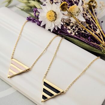 Striped Enamel Triangle Necklace, 2 of 7