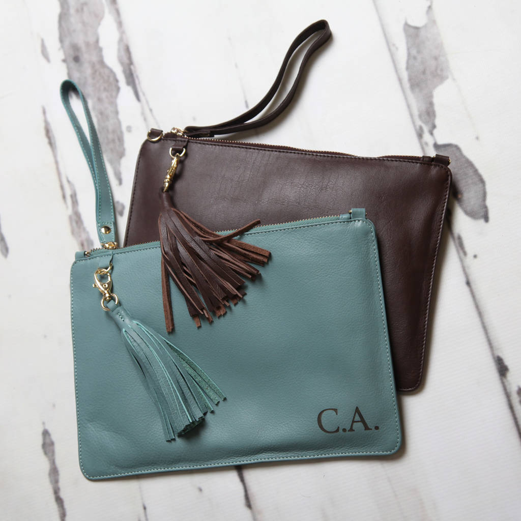 Personalised Leather Clutch And Shoulder Bag By NV London Calcutta