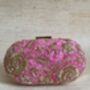 Hot Pink Oval Velvet Clutch, thumbnail 1 of 10