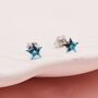 Tiny Crystal Star Stud Earrings In Sterling Silver, thumbnail 3 of 8
