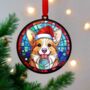 Corgi In Santa Hat Suncatcher Decoration, thumbnail 2 of 6
