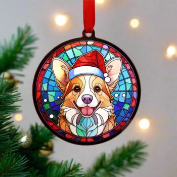Corgi In Santa Hat Suncatcher Decoration, 2 of 6