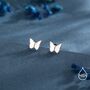 Sterling Silver Small Pair Butterfly Stud Earrings, thumbnail 3 of 12