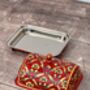 Handpainted Red Patterned Butter Dish, thumbnail 2 of 5