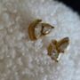 Marquise Cz Bezel Earring Studs In 18 K Gold And Silver Leaf Stud Earrings, thumbnail 5 of 9