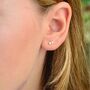 Sterling Silver And Cz Mini Double Star Stud Earrings, thumbnail 4 of 6