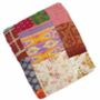 Silk Patchwork Multicoloured Hand Stiched Kantha Quilt, thumbnail 3 of 9