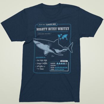 Funny Shark T Shirt 'Know Your Mighty Bitey Whitey', 5 of 6