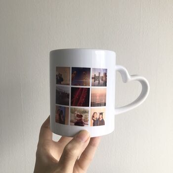 Personalised Collage Photo Mug With Heart Handle *Optional Text*, 3 of 6