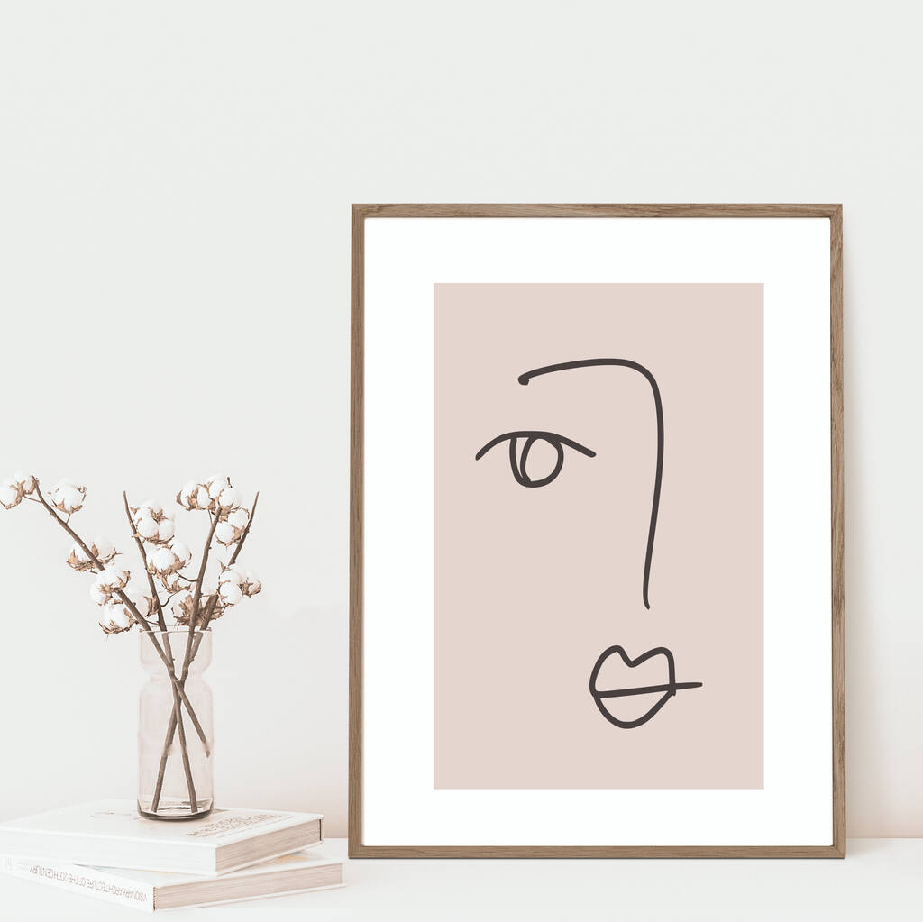 Boho Abstract Face Art Print Neutral Colours, 1 of 2