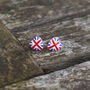 British Union Jack Flag Heart Stud Earrings, thumbnail 1 of 4