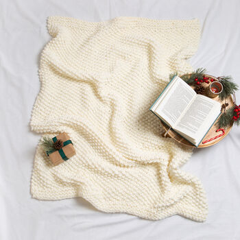 Moss Stitch Blanket Beginner Knitting Kit, 4 of 6