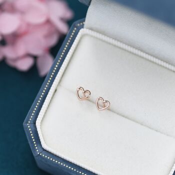 Sterling Silver Extra Tiny Open Heart Stud Earrings, 6 of 12