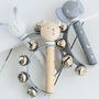 Personalised Wooden Elephant, Teddy Or Bunny Handbell Toy, thumbnail 3 of 6