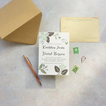 Greenery Floral/Botanical Wedding Invitation, 2 of 3