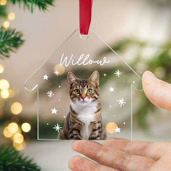 Personalised Pet Photo House Ornament Custom Name Cat, 7 of 8