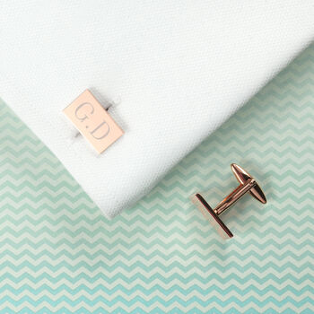 Personalised Rectangle Rose Gold Plated Cufflinks, 6 of 7