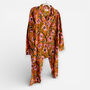 Mustard Yellow Block Print Floral 100% Cotton Ladies Pyjamas, thumbnail 2 of 4