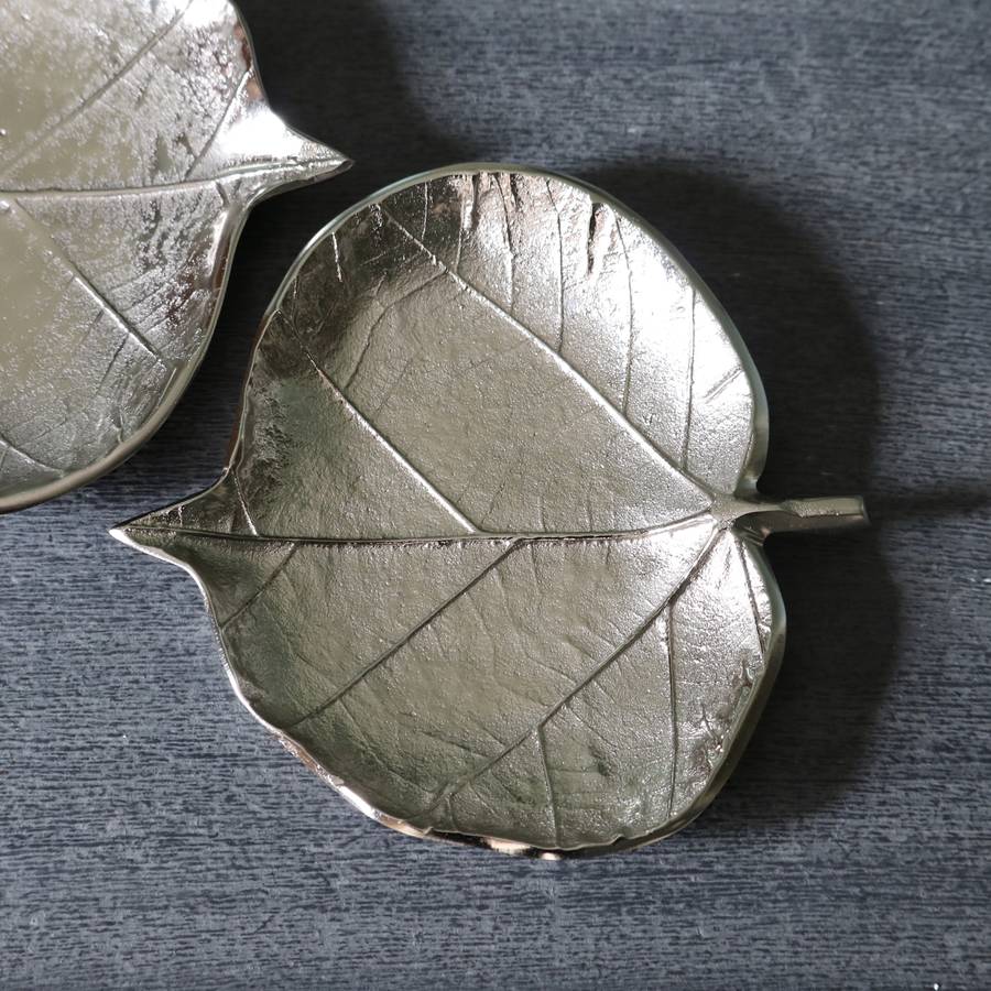 silver coloured leaf plate by victoria jill