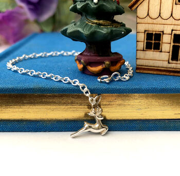 Personalised Sterling Silver Reindeer And Initial Star Bracelet, 7 of 11