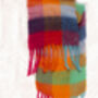 Vibrant Rainbow Plaid Warm Wrap Wool Blend Scarf, thumbnail 2 of 9