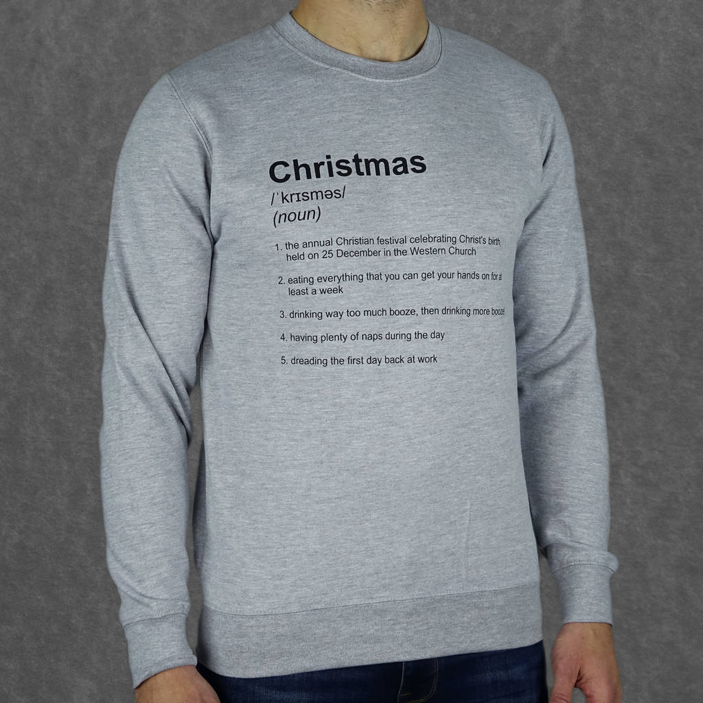 christmas the real dictionary meaning adult jumper by good time gifts