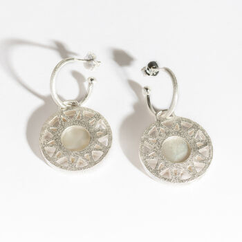 Statement Recycled Silver And Mother Of Pearl Hoops, 2 of 6