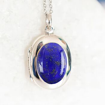 Personalised Mens Sterling Silver Lapis Lazuli Locket, 3 of 11