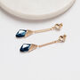 Midnight Blue Crystal Stone Drop Earrings, thumbnail 1 of 3