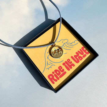 Ride The Wave Gold Or Silver Plated Wave Surfer Pendant, 2 of 5