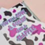Pat Butcher Quote Card – “You’re A Cow, A Gossip, And A Slapper” – Cow Print A5, thumbnail 2 of 3