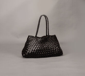 Woven Leather Shoulder Beach Bag, 6 of 12