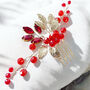 Gold Leaf And Red Crystal Hair Comb, thumbnail 2 of 4