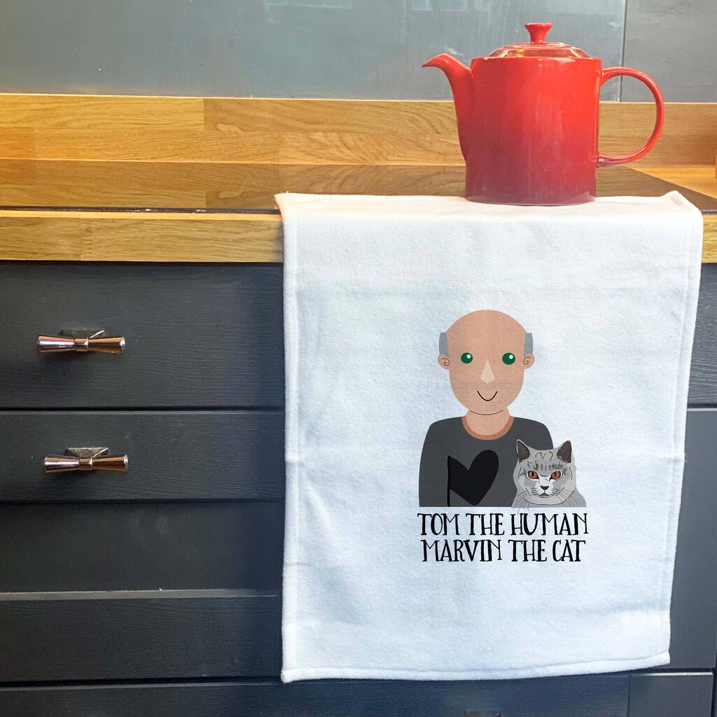 Build Your Own Personalised Cat Dad Gift Tea Towel, 1 of 12