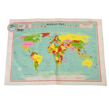 World Map Colourful Kitchen Tea Towel, 3 of 4